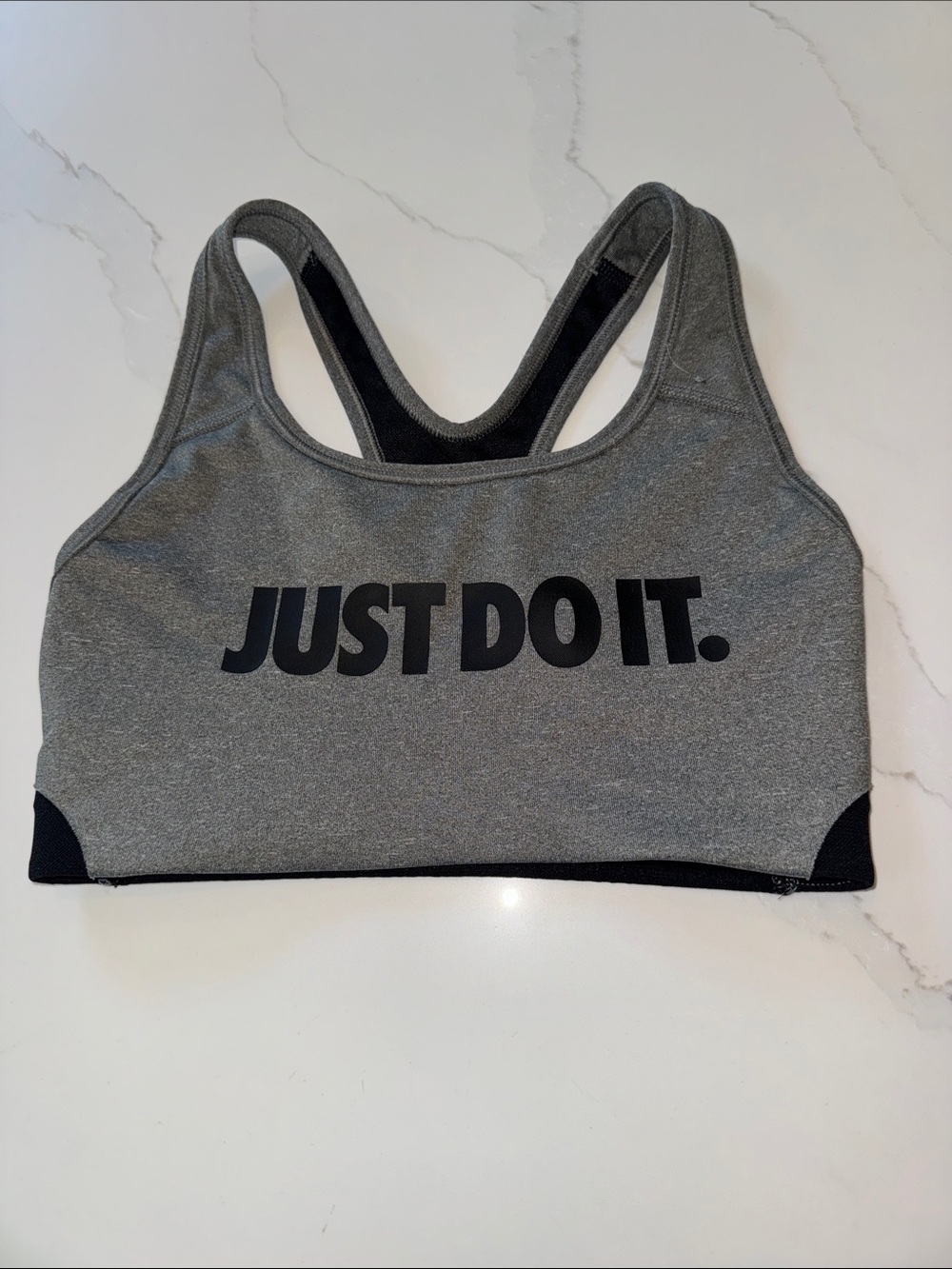Nike Gray & Black 'Just Do It.' Racerback Sports Bra - Women’s XS